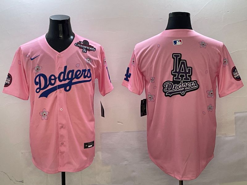 Men Los Angeles Dodgers Blank Pink Sakura Edition 2025 Nike MLB Jersey style 20